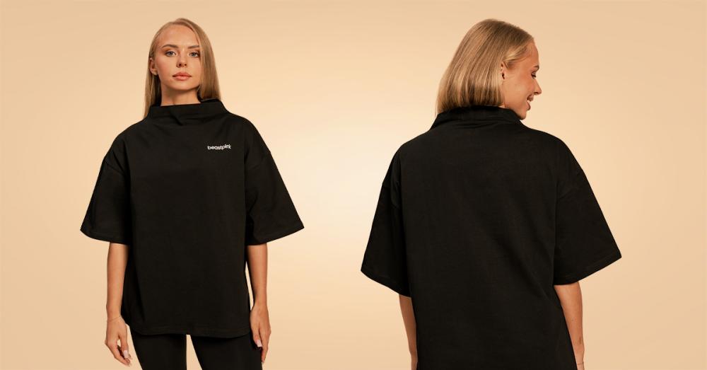 Ženska oversized majica Bliss Black - BeastPink