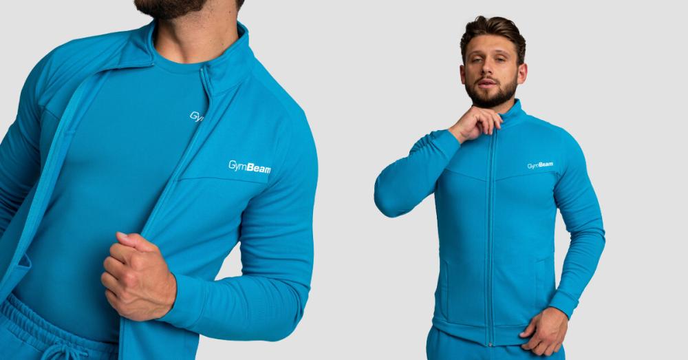 Moška Zip Up jopica Limitless Aquamarine - GymBeam