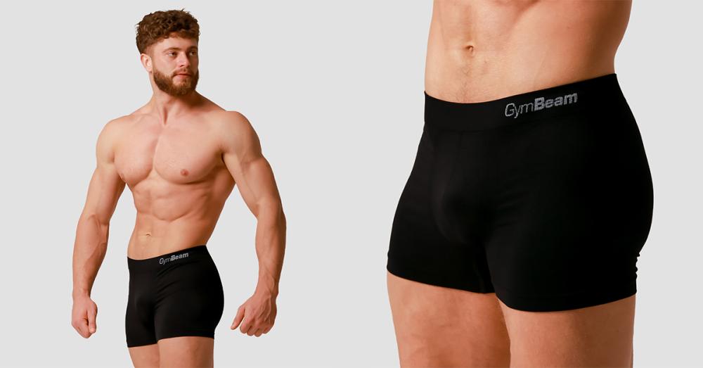 Moške boksarice Seamless 2Pack Black - GymBeam