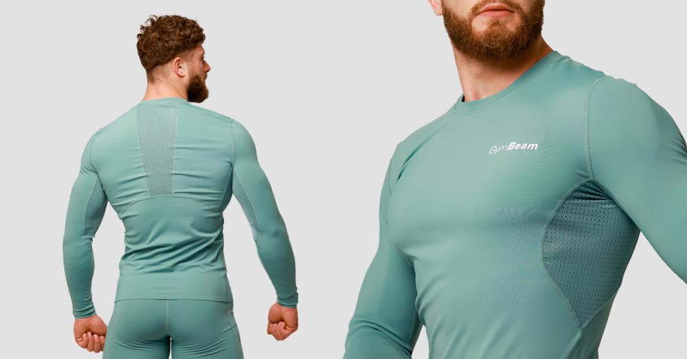 Kompresijska majica z dolgimi rokavi Mid Blue - GymBeam