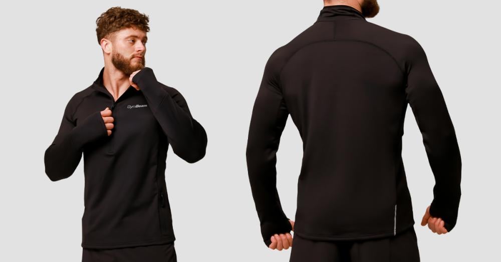 Tekaški pulover Pulse 1/2 Zip Black - GymBeam
