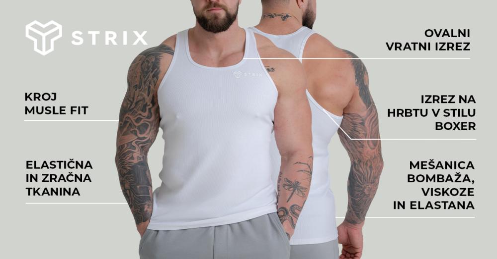 Majica brez rokavov Ribbed White - STRIX