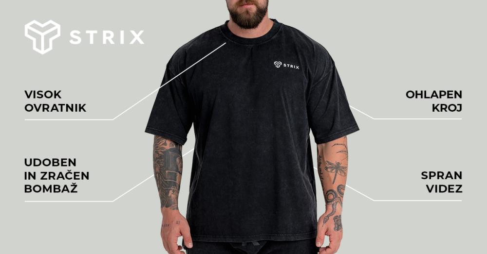 Ohlapna majica Tee Washed Black - STRIX
