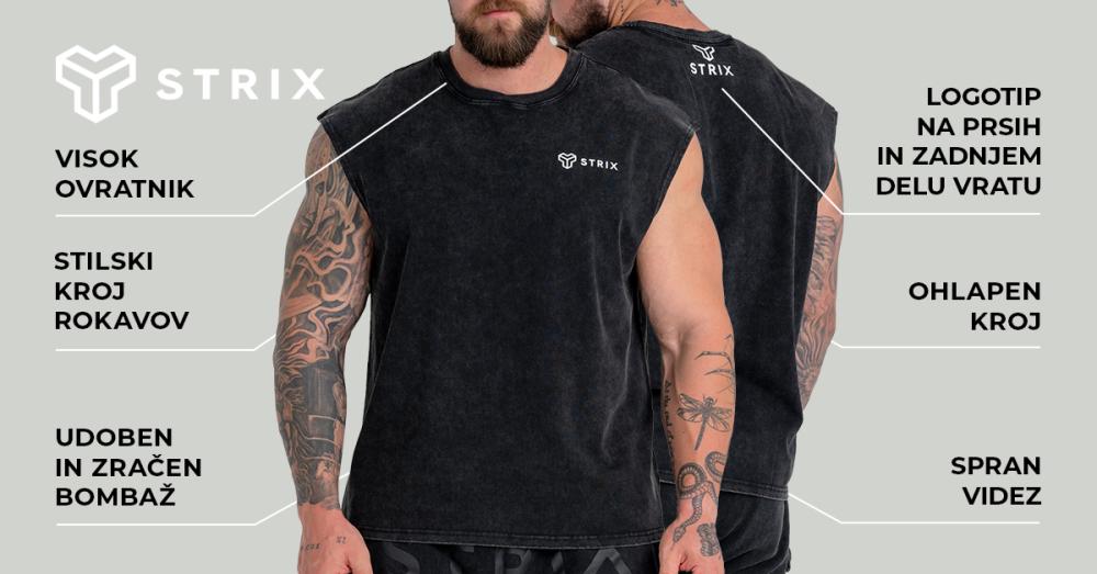Majica brez rokavov Washed Black - STRIX