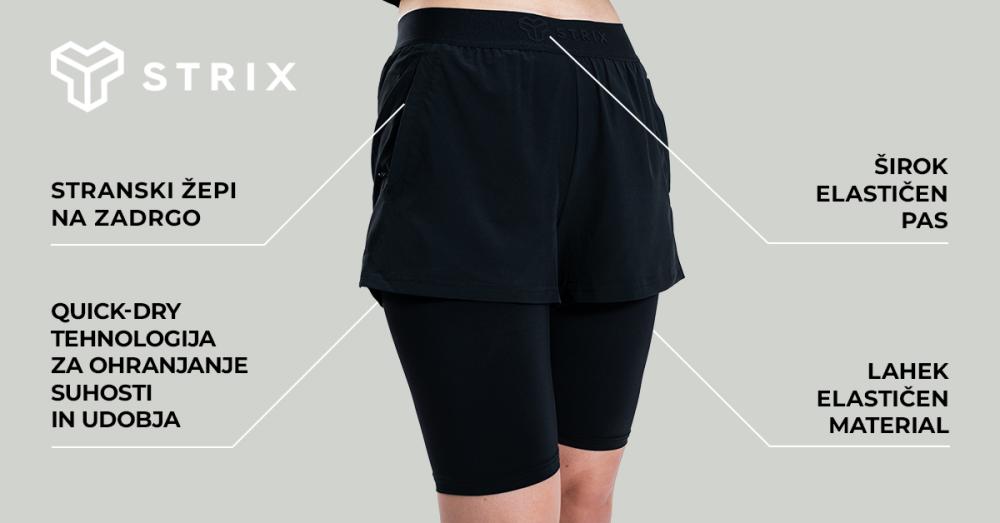 Ženske kratke hlače 2v1 ULTRA Black - STRIX
