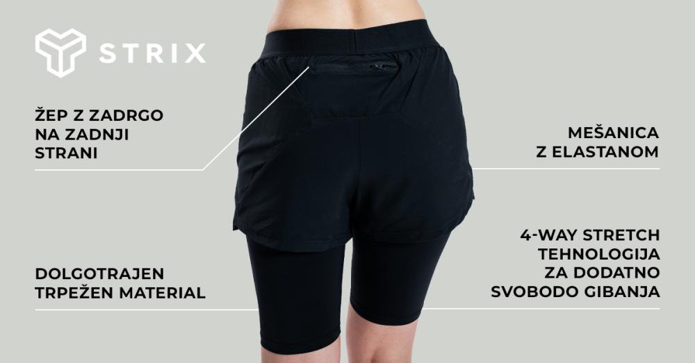 Ženske kratke hlače 2v1 ULTRA Black - STRIX