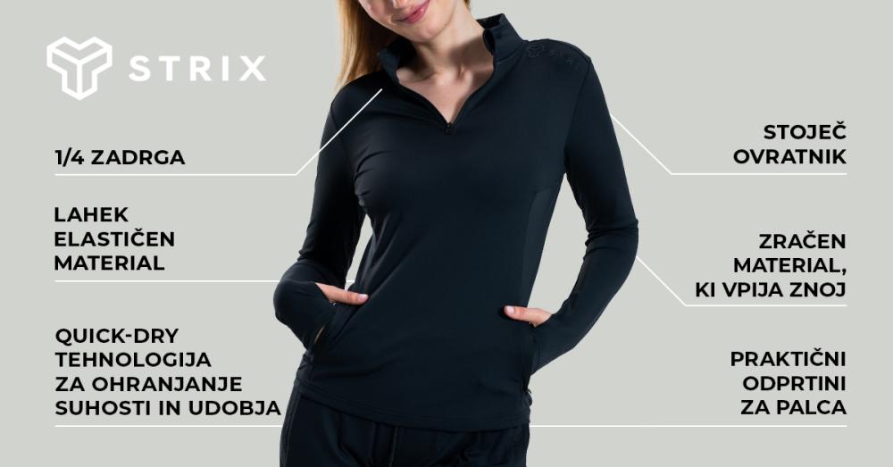 Ženska športna majica z dolgimi rokavi ULTRA Black - STRIX