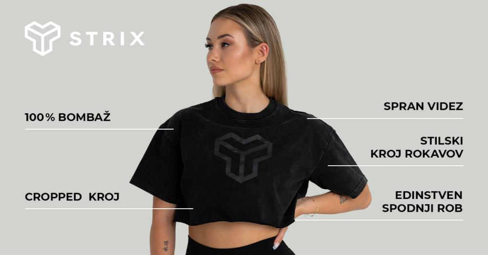 Ženska kratka majica Washed Black - STRIX