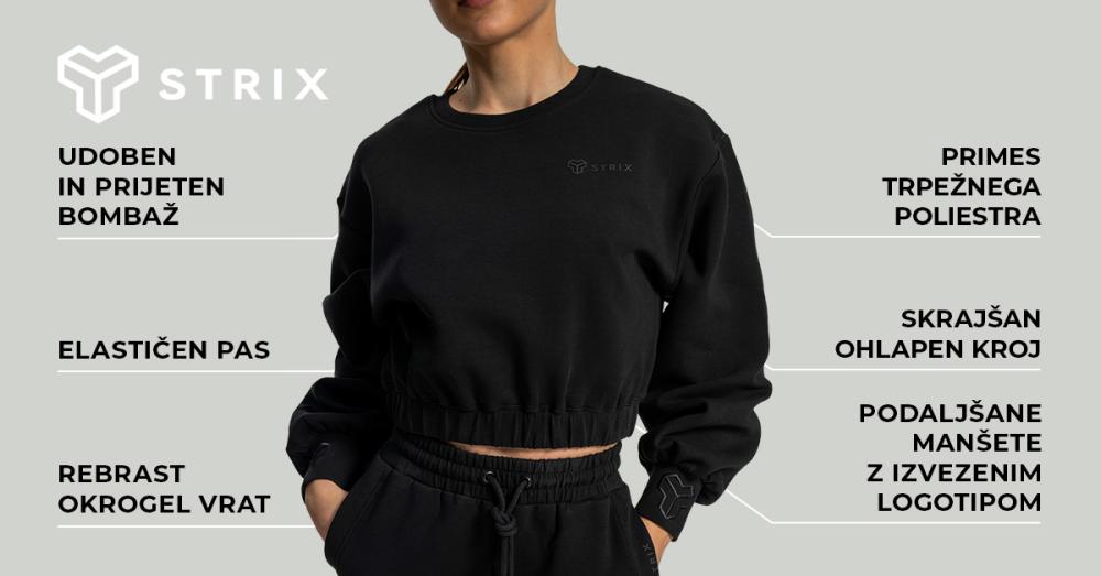 Ženski kratki pulover Lunar Black - STRIX