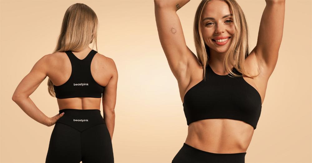 Športni nedrček Venture Black - BeastPink