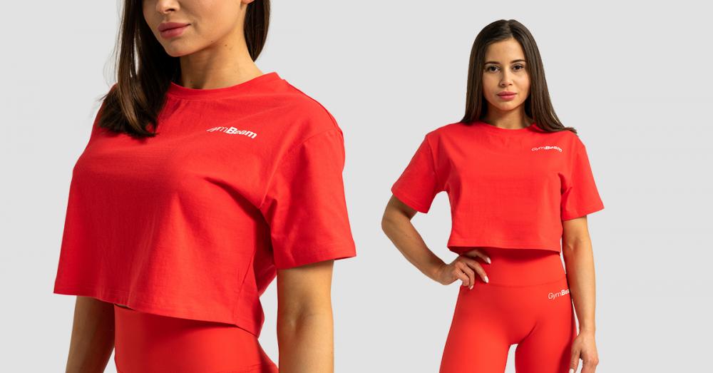 Ženska majica Limitless Cropped Hot Red - GymBeam