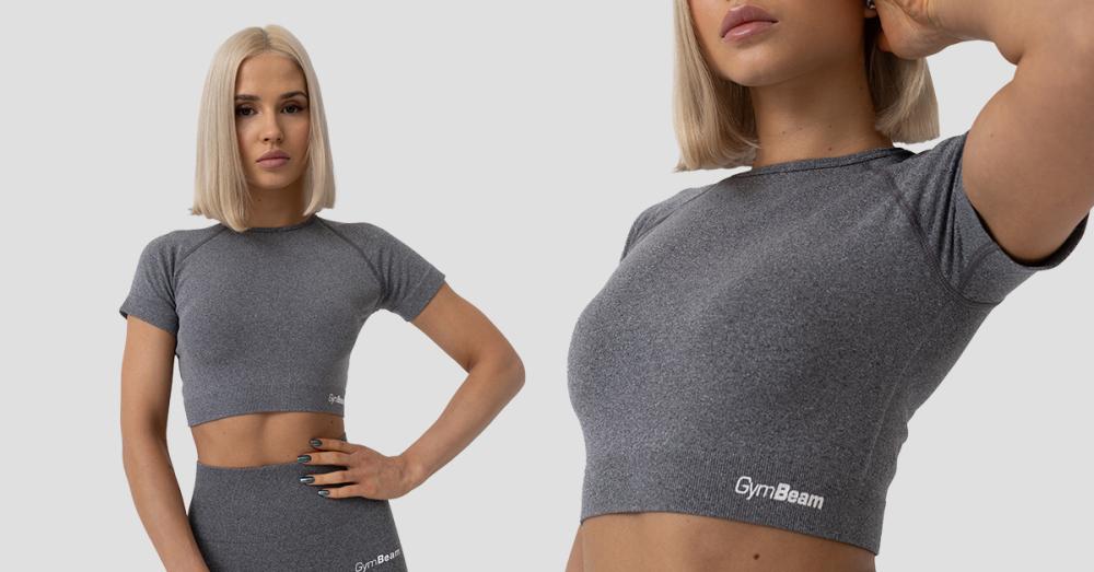 Ženski kratki top FLO Crop Top Grey - GymBeam