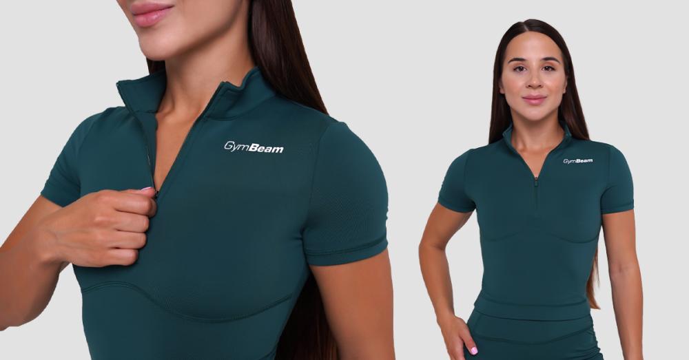 Dámske triko Cropped Ignite Dark Green - GymBeam