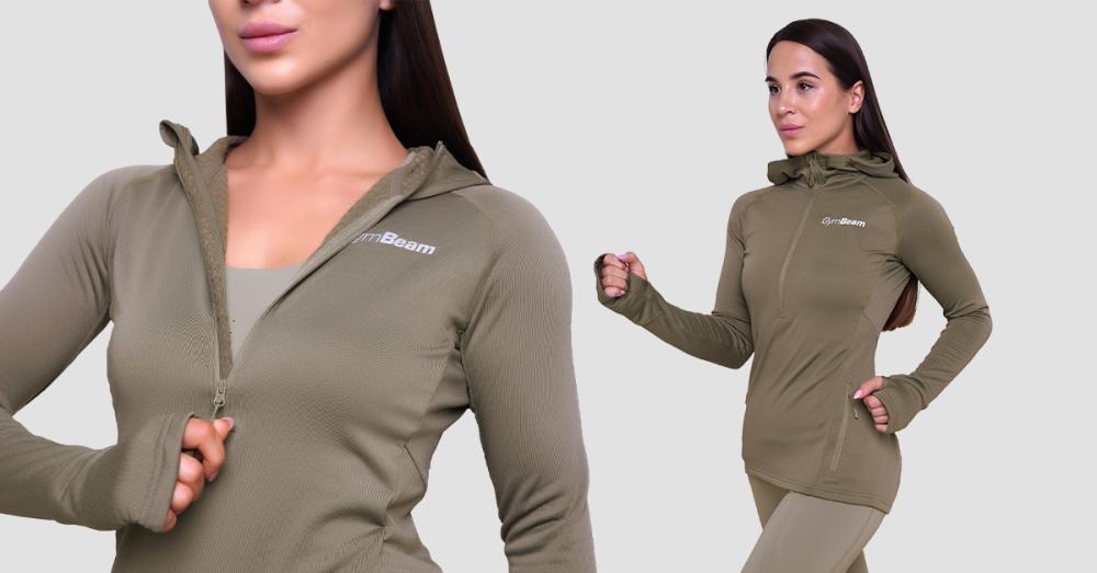 Ženski tekaški pulover Pulse 1/2 Zip Vetiver - GymBeam