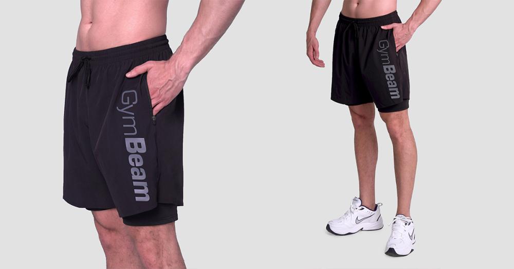 Kratke hlače 2v1 Essence Black - GymBeam