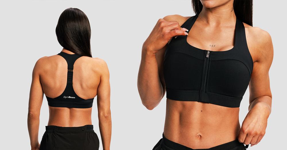 Ženski tekaški športni nedrček Pulse X Black - GymBeam