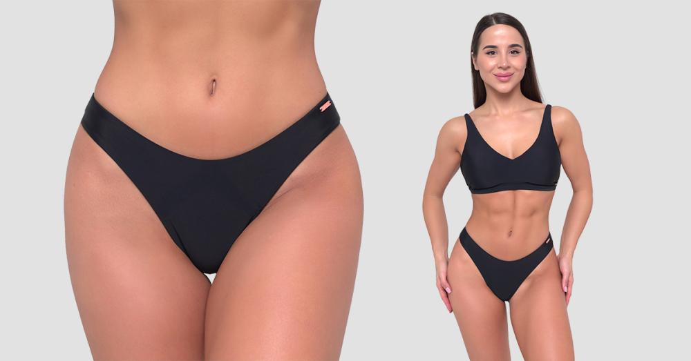 Ženski bikini spodnji del Sports Black - GymBeam