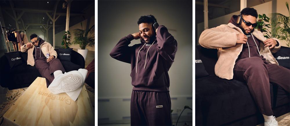 Pulover s kapuco Aura Tee Brown - GymBeam