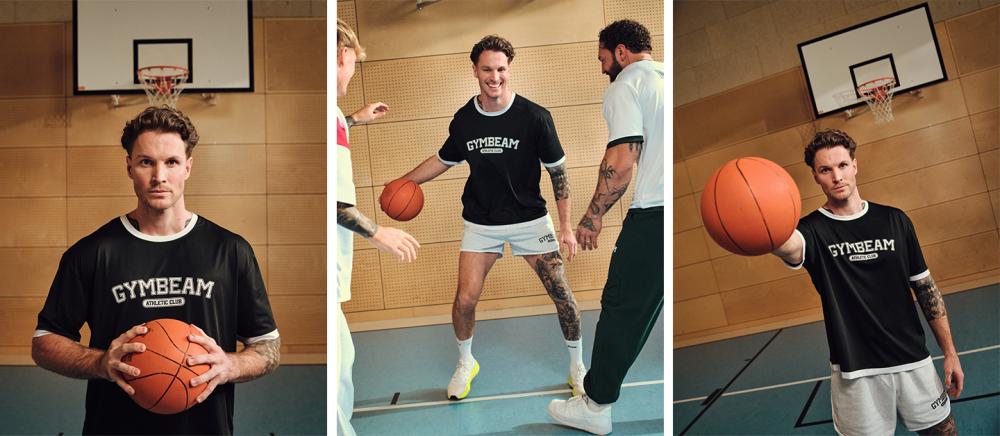 Moška oversized majica s kratkimi rokavi Varsity Black – GymBeam