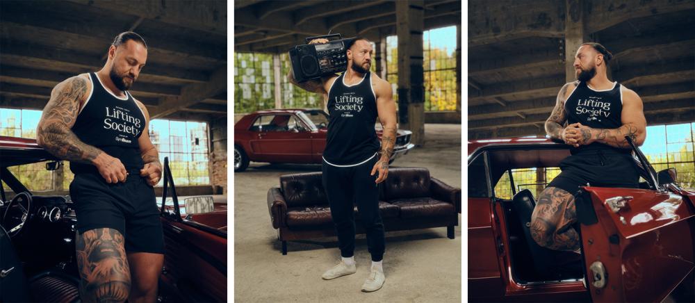 Moška majica stinger Lifting Society Black - GymBeam