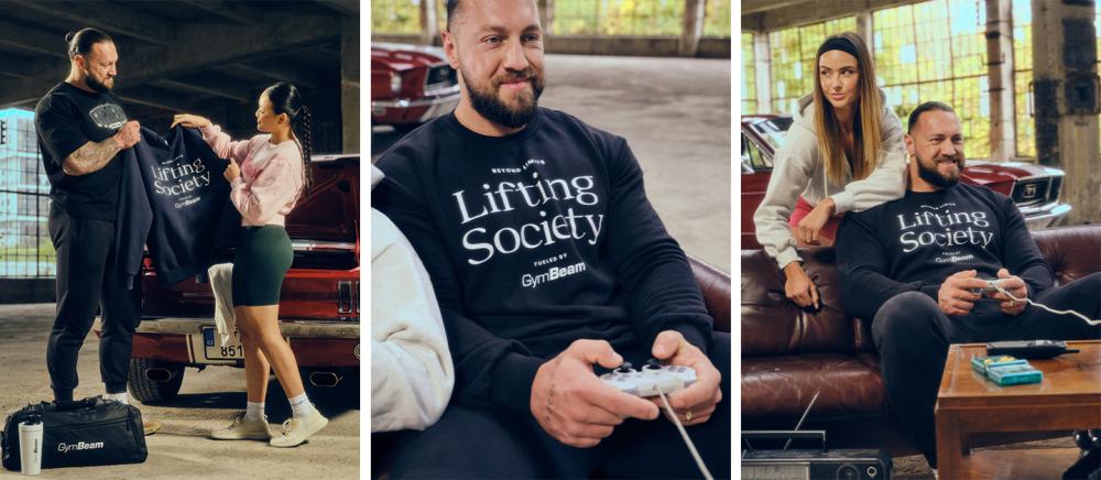 Pulover Lifting Society Black - GymBeam