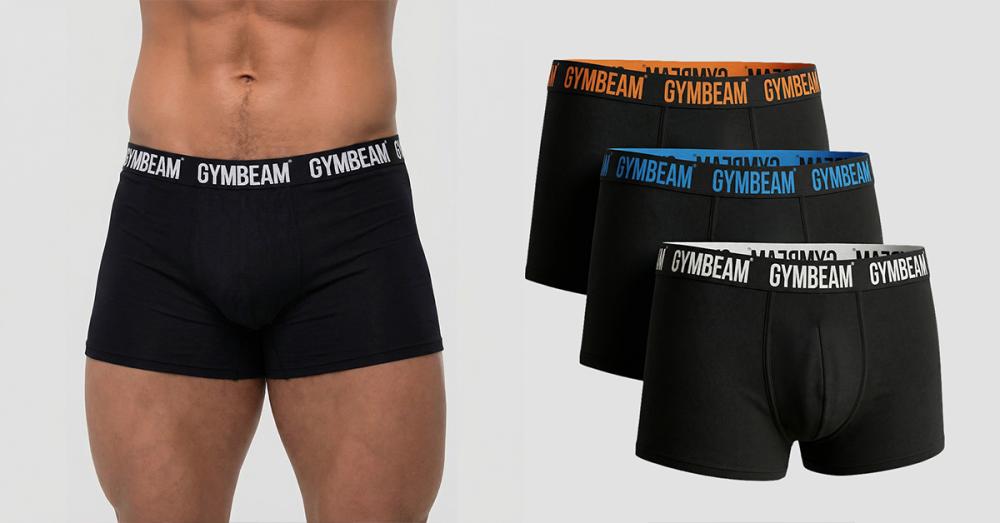 Moške boksarice FIT Trunks 3Pack Black - GymBeam