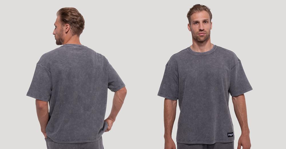 Majica s kratkimi rokavi Persistence Washed Gray - GymBeam