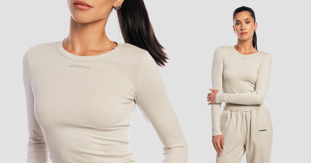 Ženska majica z dolgimi rokavi Aura Grey - GymBeam