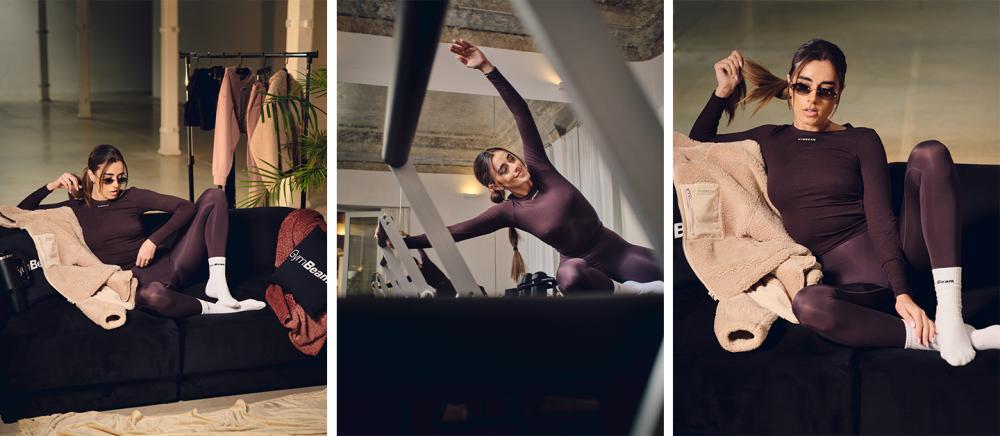 Ženska majica z dolgimi rokavi Aura Tee Brown - GymBeam