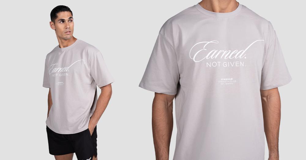 Majica s kratkimi rokavi Earned Gray - GymBeam