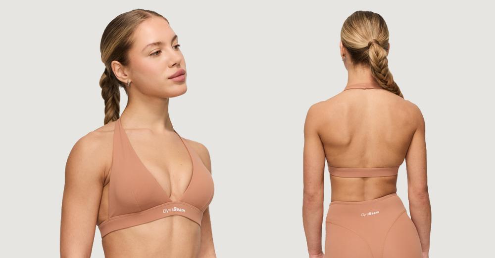 Športni nedrček Halter Fierce Caramel - GymBeam