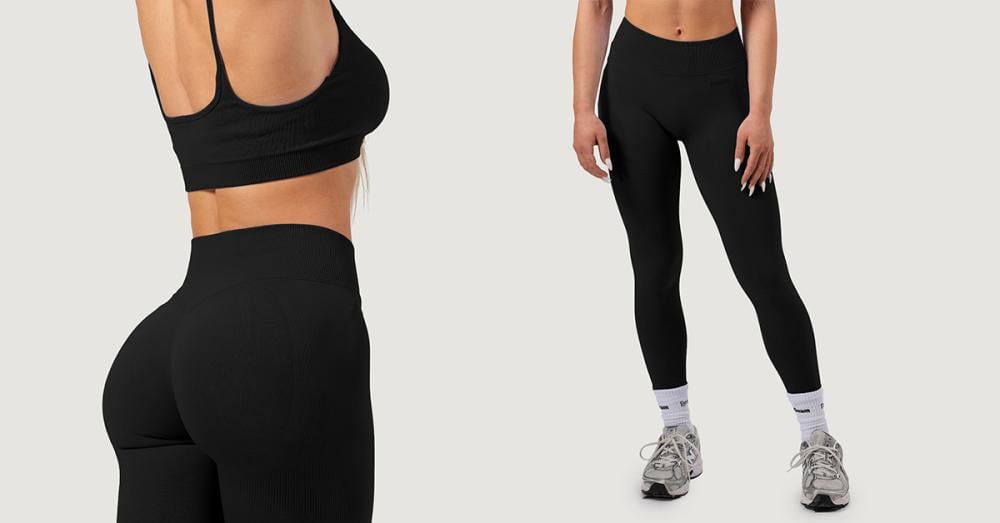 Ženske brezšivne pajkice NEO Black - GymBeam