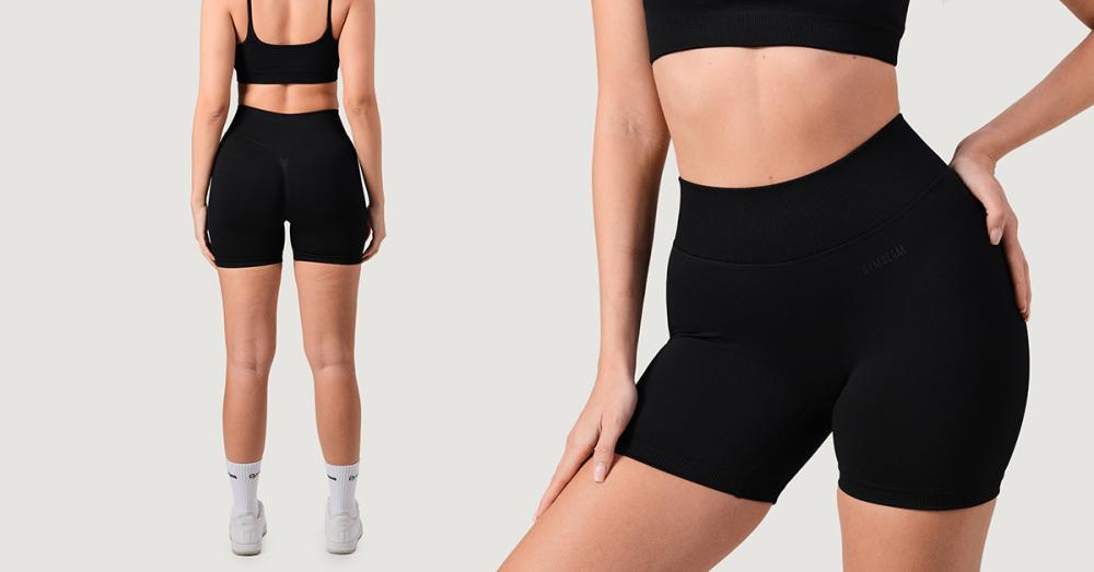 Ženske brezšivne kratke hlače NEO Black - GymBeam