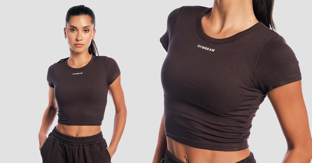 Ženska kratka majica Aura Tee Brown - GymBeam