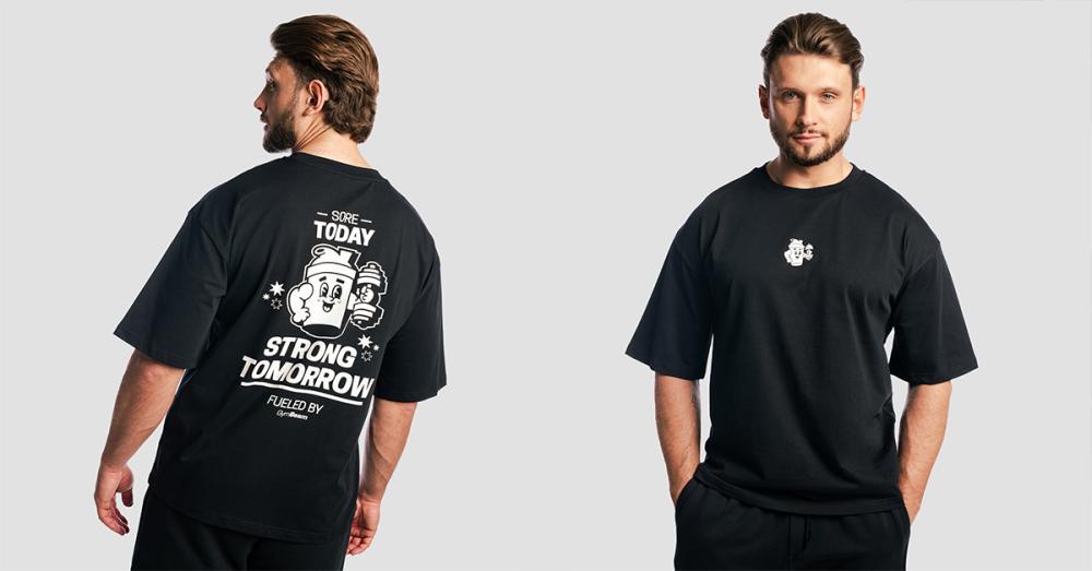 Majica boxy Shaker Black - GymBeam