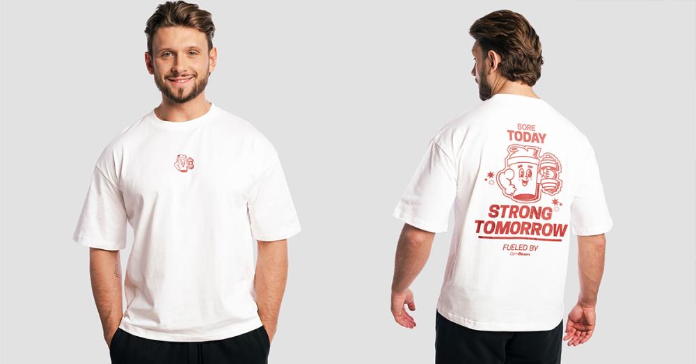 Majica boxy Shaker White - GymBeam