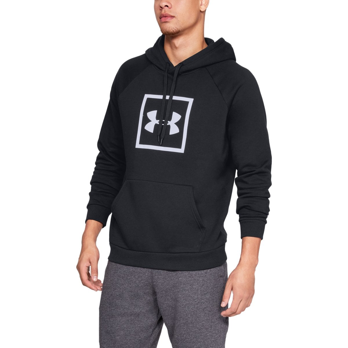 Moška jopica s kapuco Rival Fleece logo Hoodie Black - Under Armour