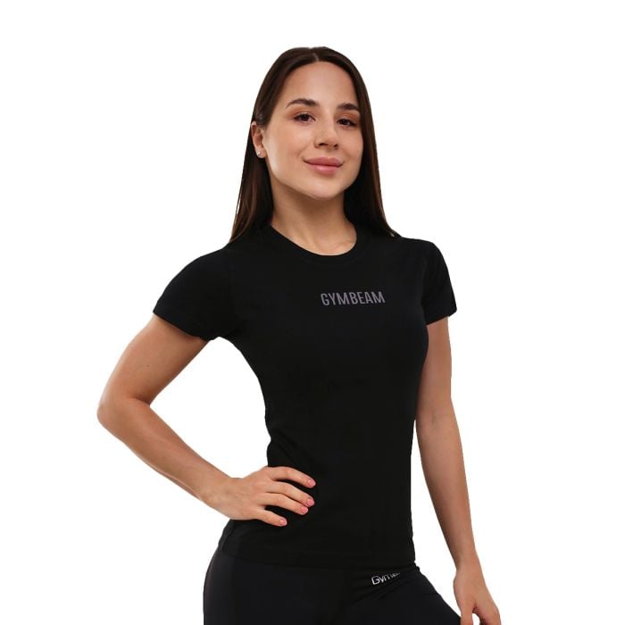 Ženska majica s kratkimi rokavi FIT Black - GymBeam L