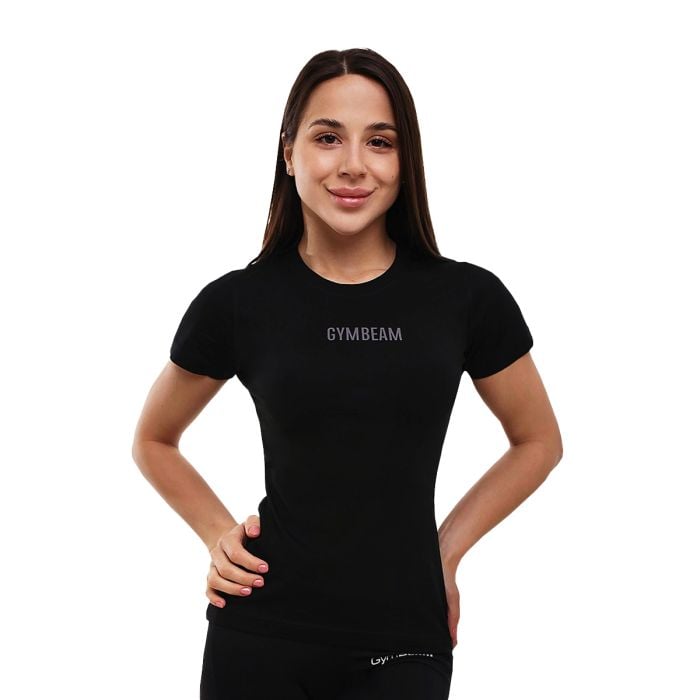 Ženska majica s kratkimi rokavi FIT Black - GymBeam L