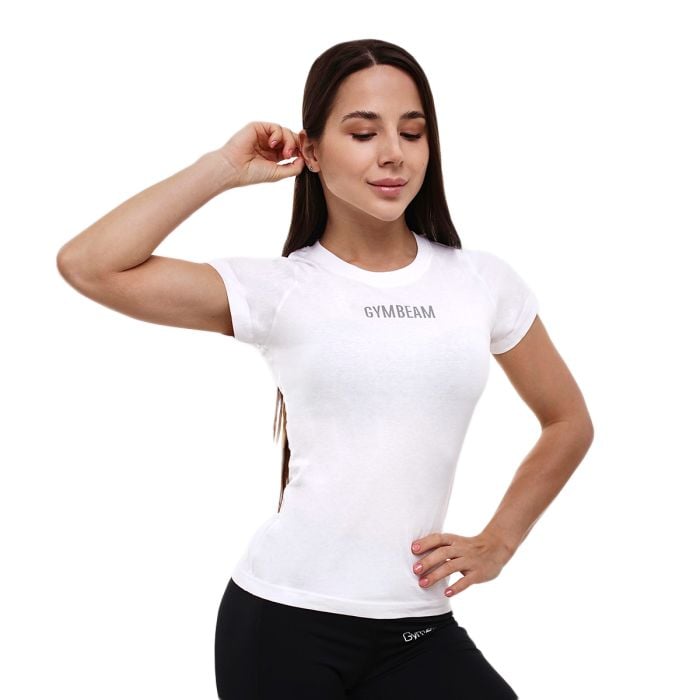 Ženska majica s kratkimi rokavi FIT White - GymBeam S