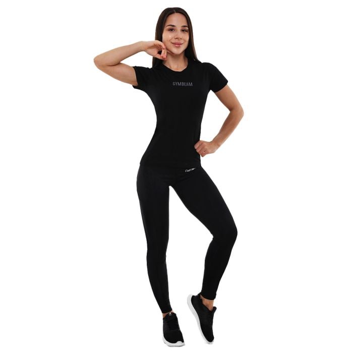 Ženska majica s kratkimi rokavi FIT Black - GymBeam L