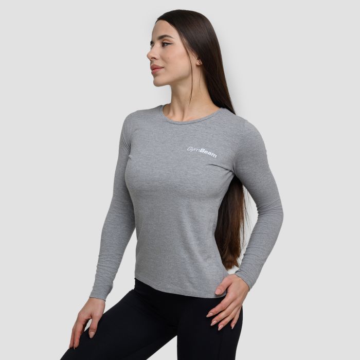 Ženska majica z dolgimi rokavi Basic Grey - GymBeam L