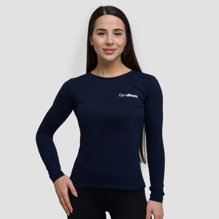 Women‘s Basic Long Sleeve T-Shirt Navy - GymBeam
