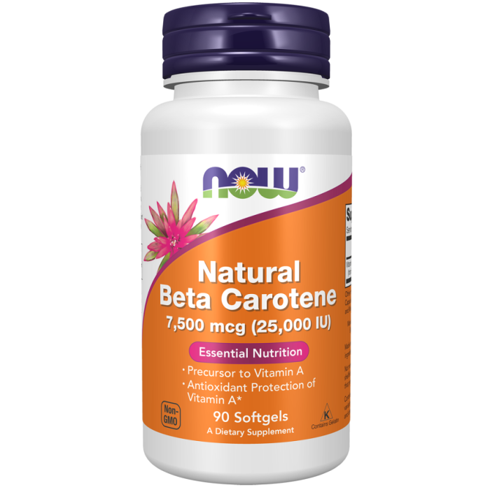 Beta-karoten Natural 7500 mcg - NOW Foods 90 caps