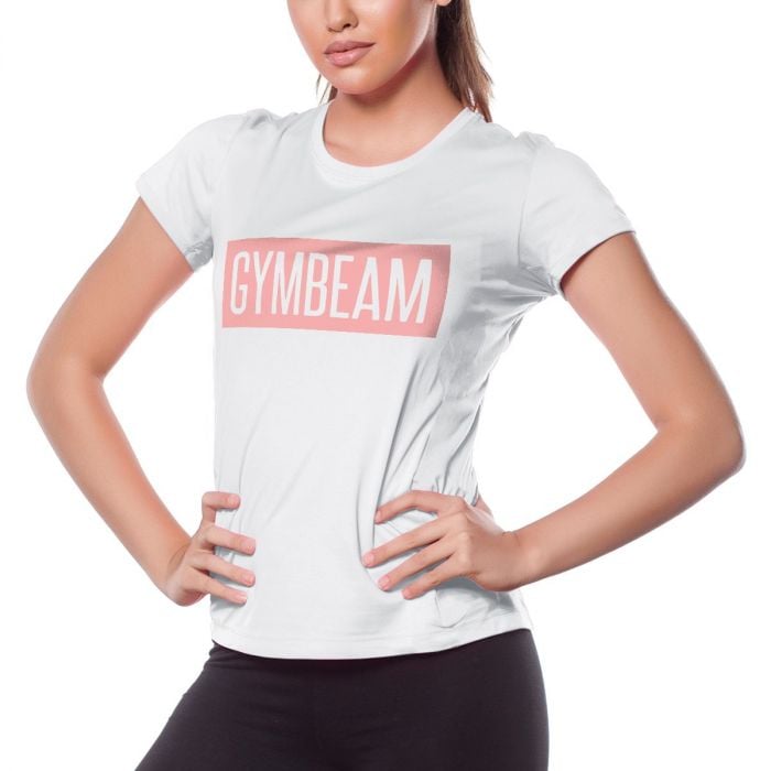 Ženska majica Box Logo White Pink - GymBeam