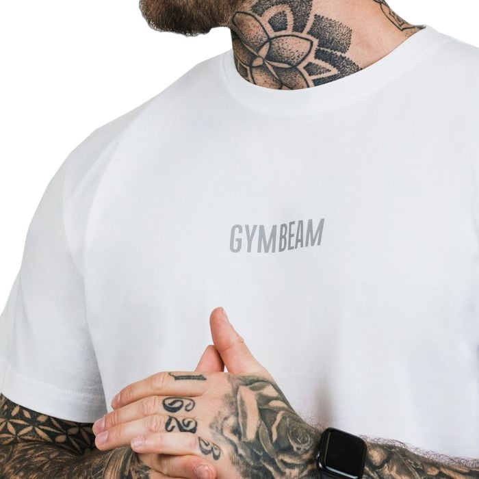 Moška majica s kratkimi rokavi FIT White - GymBeam XXXL