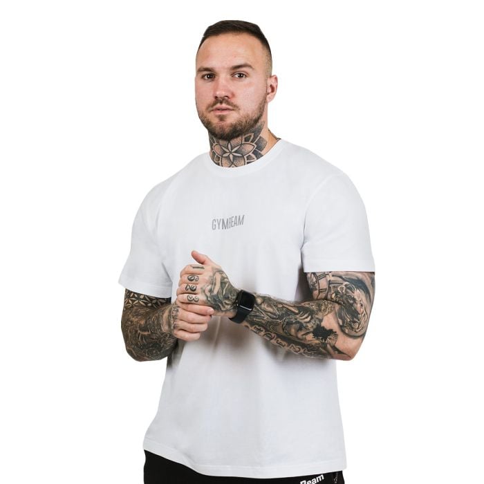 Moška majica s kratkimi rokavi FIT White - GymBeam XXXL