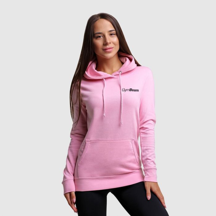 Ženski pulover PRO Hoodie Baby pink - GymBeam XL - pink - white