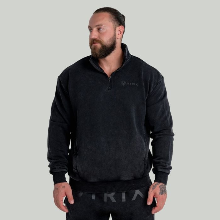 Pulover Washed Black - STRIX XXL