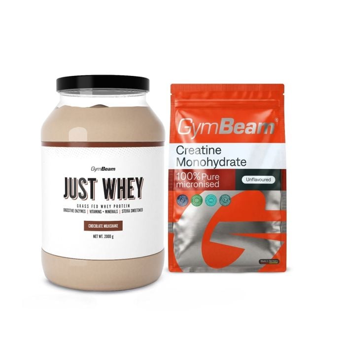 Just Whey Travnato krmljeni beljakovine – GymBeam 1000 g - čokoladni milkshake - 00